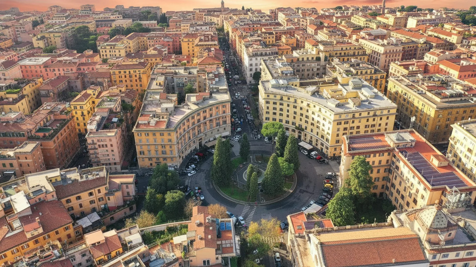 I tetti e le piazze di Roma visti dall'alto